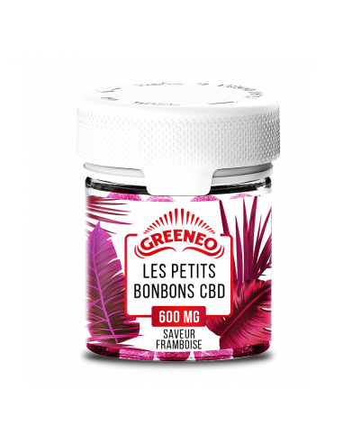 Les Petits Bonbons au CBD Framboise 600 mg, marque Greeneo