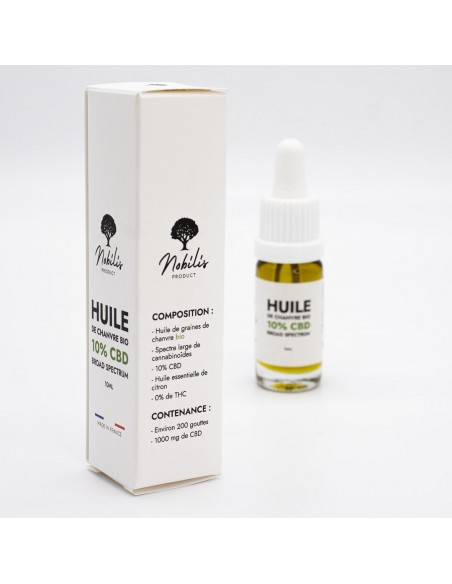 Huile BIO de CBD Chanvre Broad Spectrum 10ml par Nobilis